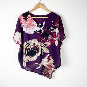 Roz & Ali Floral Sheer Top S NWT